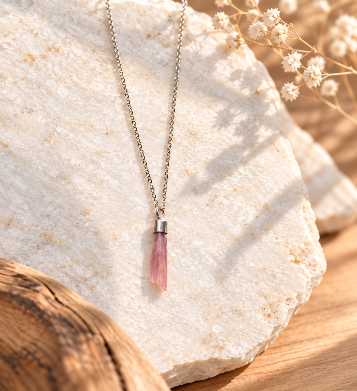 Colar de Turmalina Rosa - prata 925