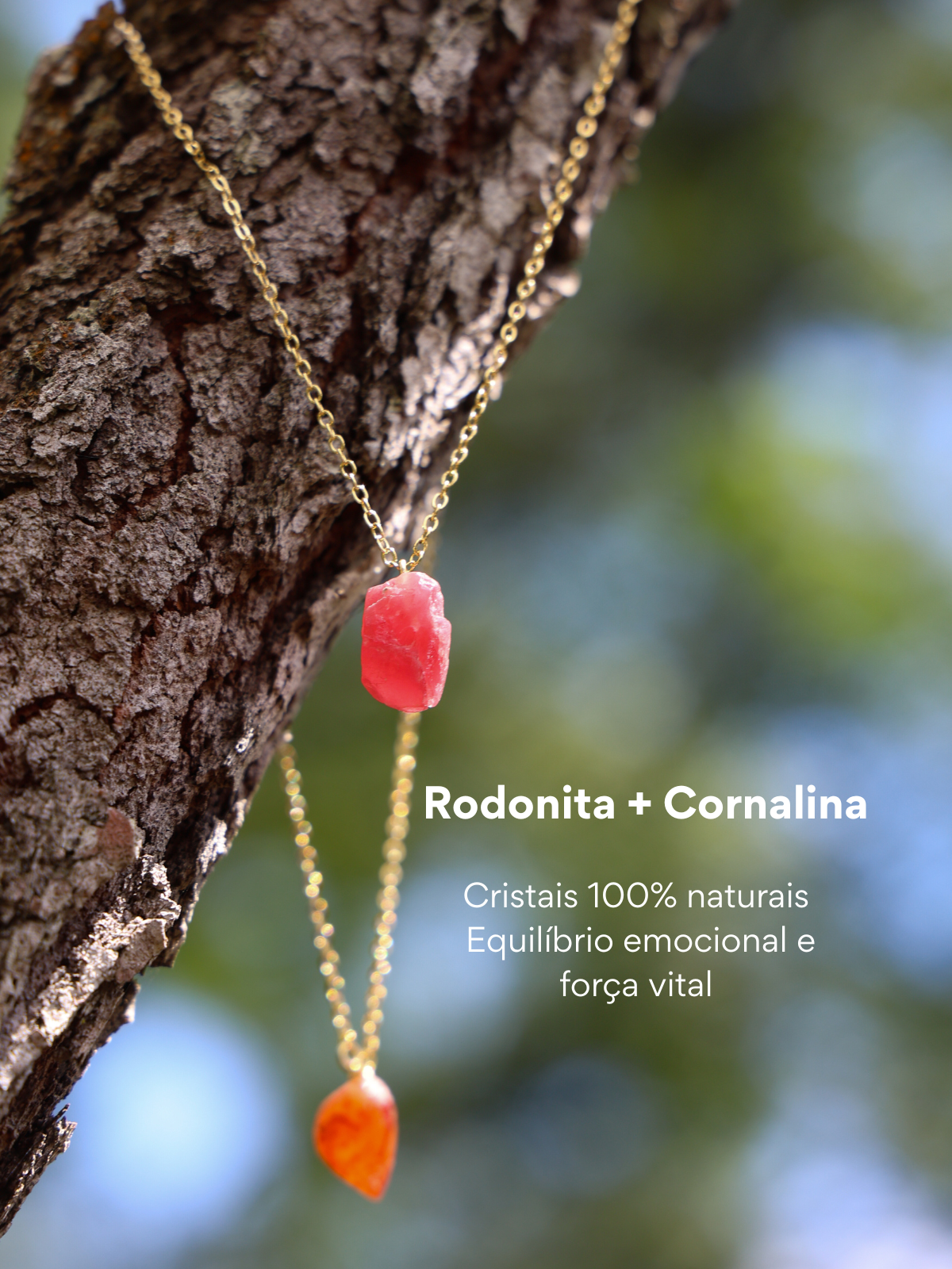 Escapulário Autoestima: Cornalina e Rodonita