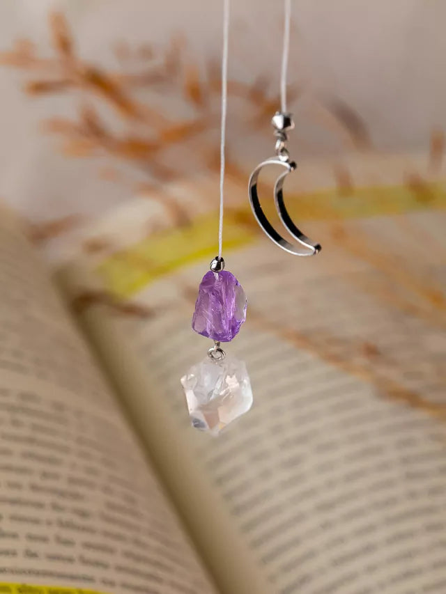 Marca-páginas: Quartzo incolor e Ametista