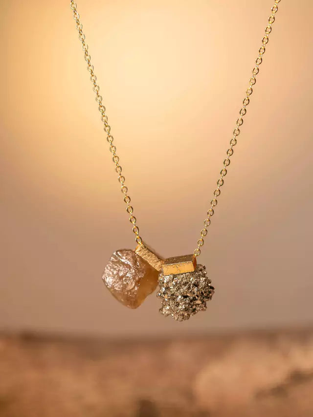 Escapulário Prosperidade - Pirita e Citrino