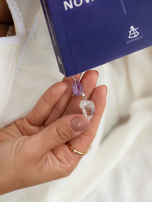 Marca-páginas: Quartzo incolor e Ametista