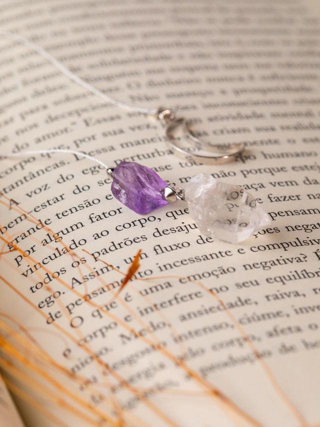 Marca-páginas: Quartzo incolor e Ametista