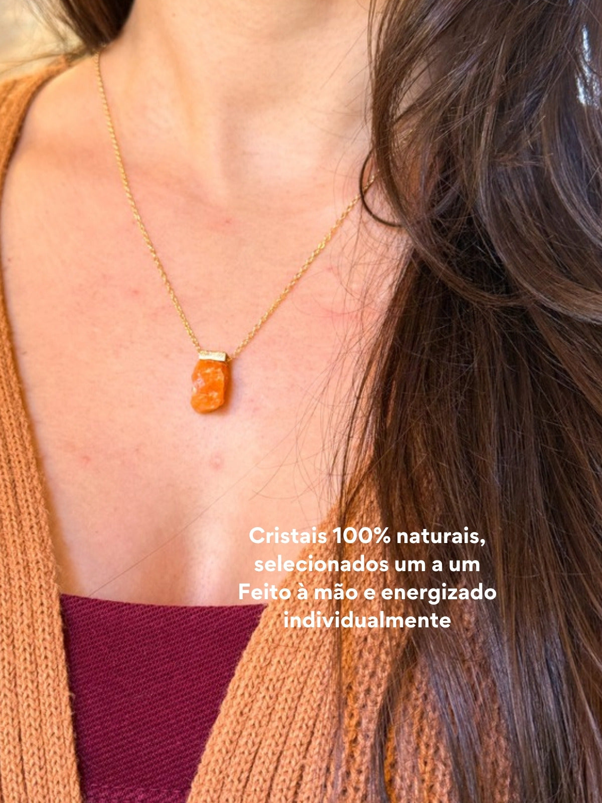 Escapulário Realização — cristais 100% naturais, feito à mão