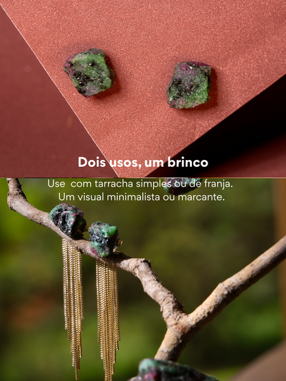 Brinco de Zoisita com Rubi — Aura