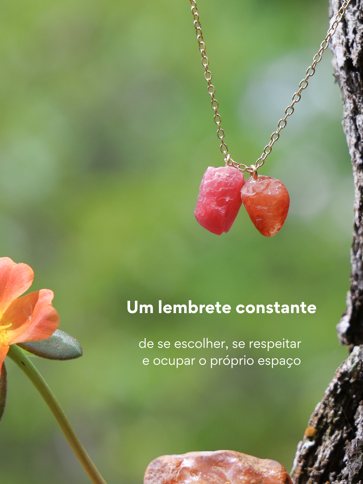 Escapulário Autoestima: Cornalina e Rodonita