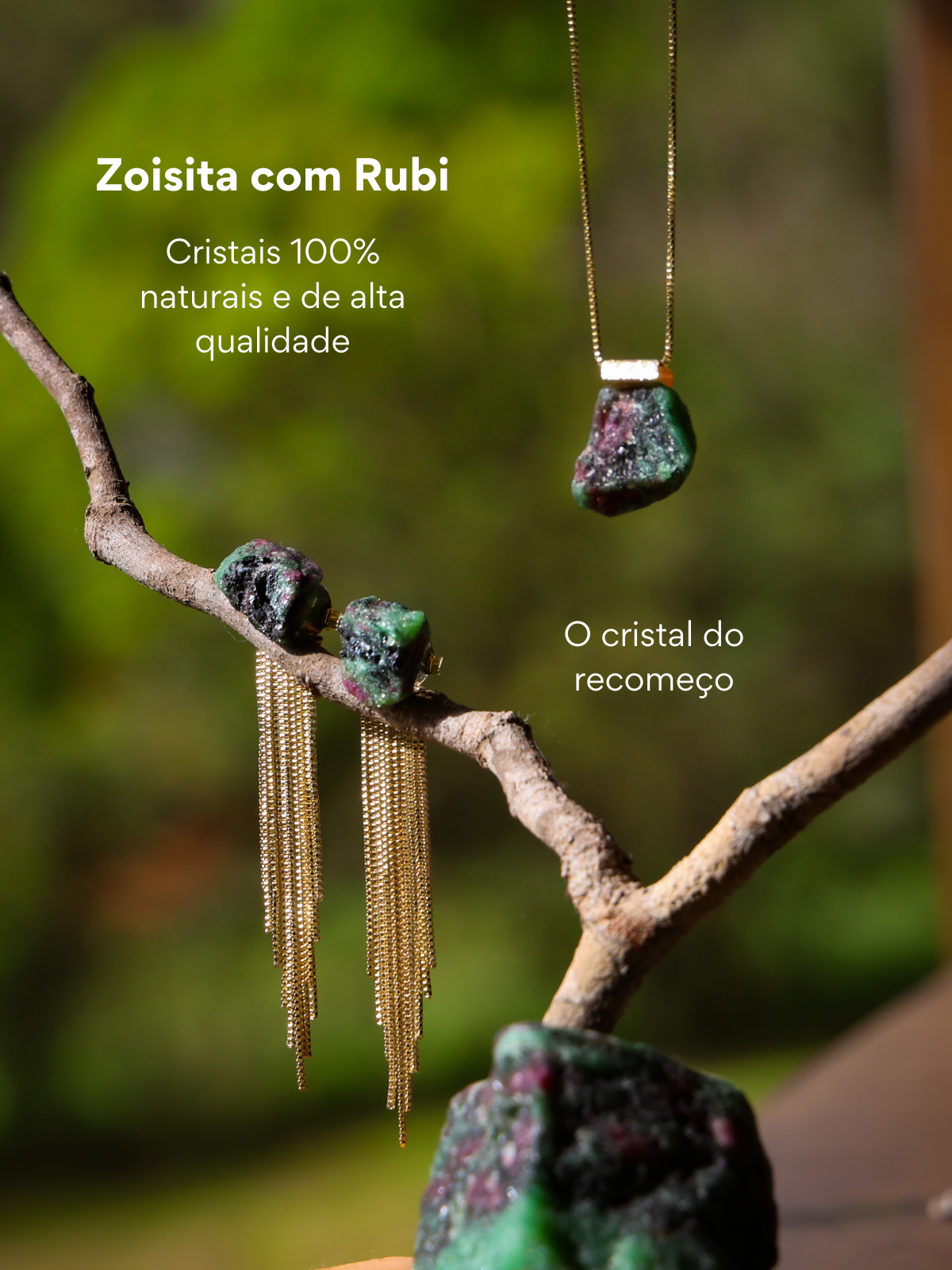 Brinco de Zoisita com Rubi — Aura