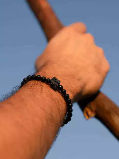 Proteção - Pulseira masculina de Turmalina Preta